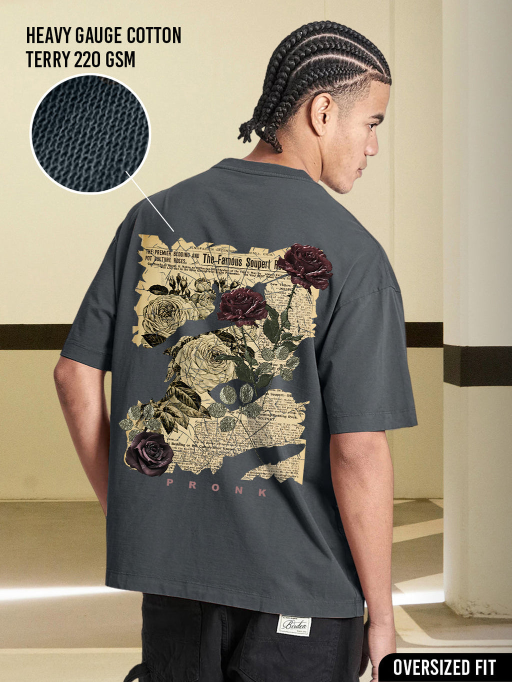 FADED DREAMS Men Terry Printed Oversized T-Shirt